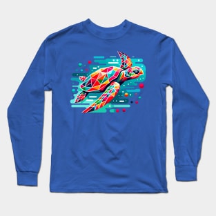 Ocean Prism - Colorful Geometric Sea Turtle Long Sleeve T-Shirt